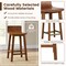 Mid Century Counter Height Bar Stools Set of 2 Solid Wood Seat with Backrest Brown